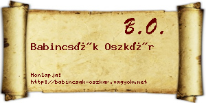 Babincsák Oszkár névjegykártya